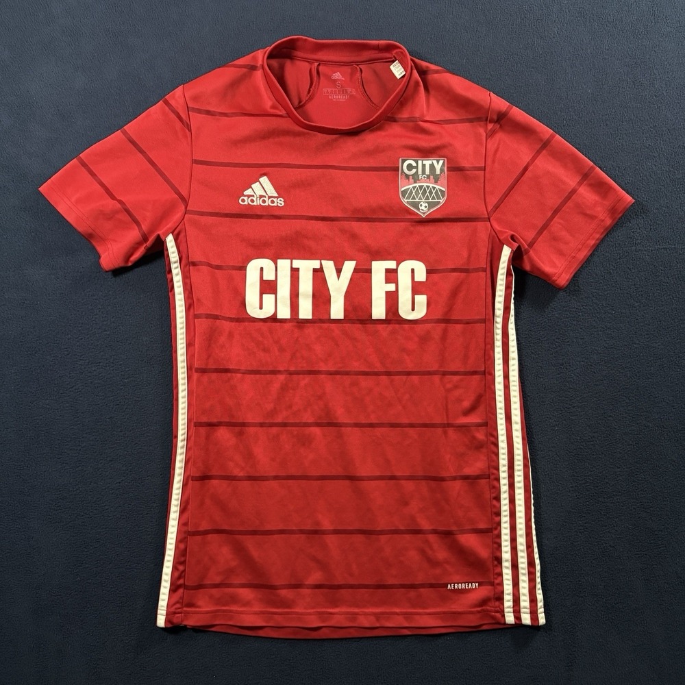adidas Campeon 21 Mens Small Red Soccer Jersey Short Sleeve Shirt City FC 27